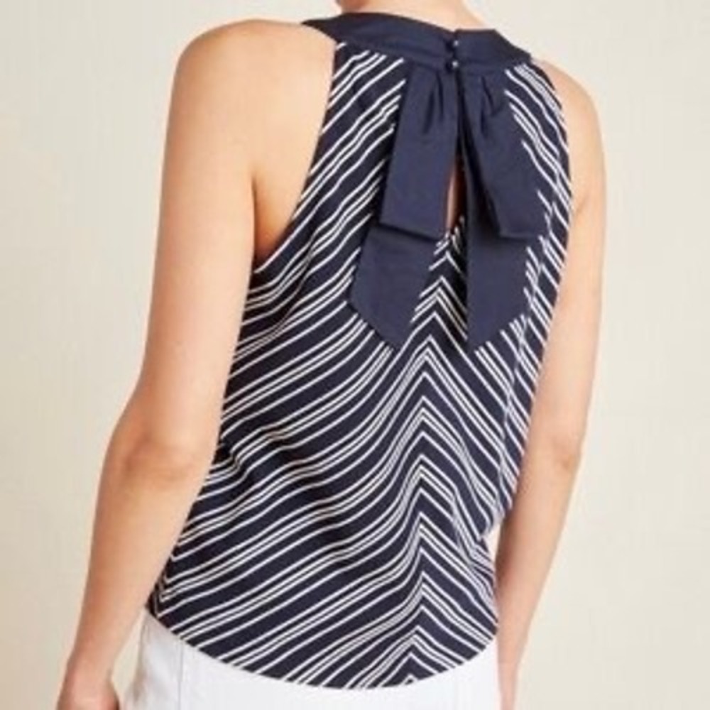 Anthropologie Dolan Left Coast Collection Nautical Chevron Stripe Bow Tank S
